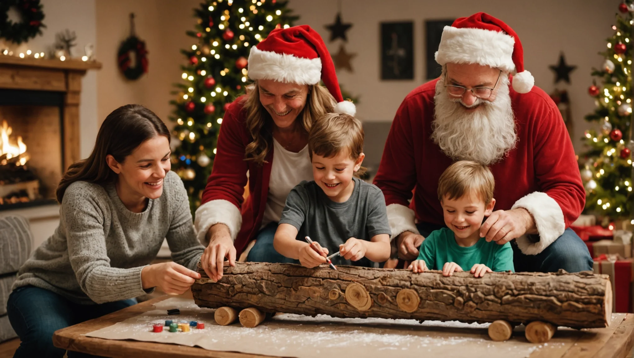 Créer un Père Noël en Rondin de Bois : Un Projet de Famille Amusant et Festif