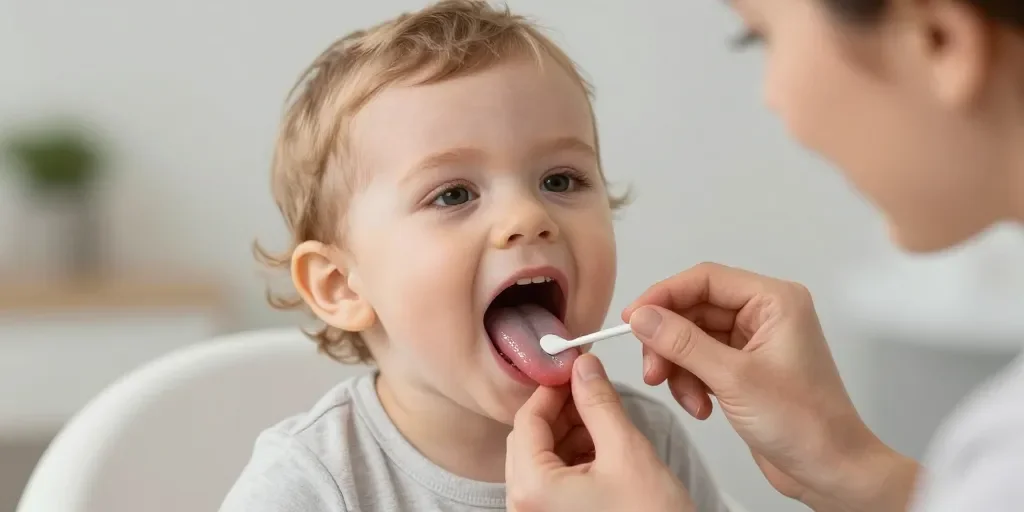 Tache blanche sur la langue bébé 2 ans : le traitement adapté ?